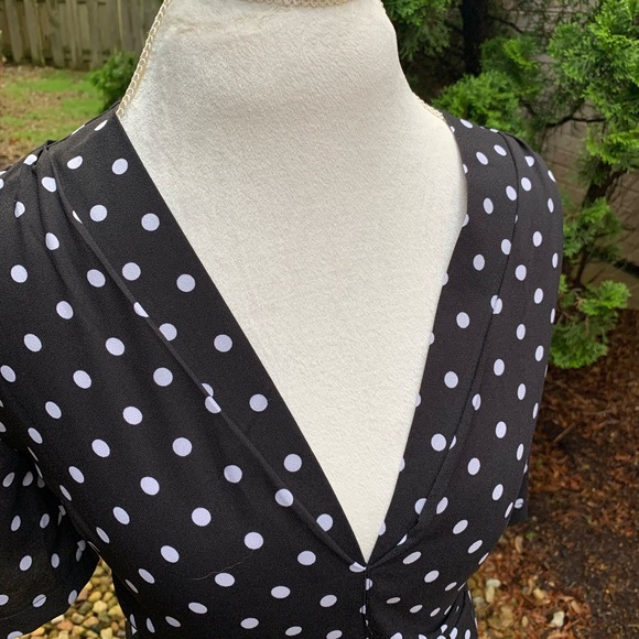 Black and White Polka Dot Wrap Maxi Dress - Picture 2 of 4